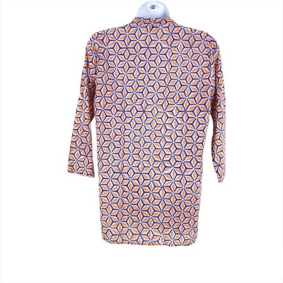 Roberta Roller Rabbit Top Multicolored Print‎ Beaded Edge 3/4 Sleeve Women's XS - Picture 4 of 7